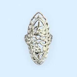 Elegant Silver Plated Flowers Ring Size 8 Fashion Jewelry Women